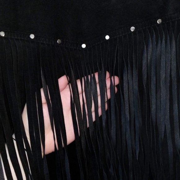 Vintage Winlit black fringe jacket leather medium - Picture 7 of 7